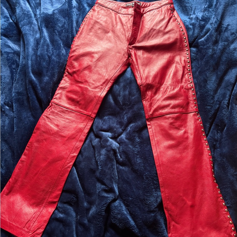 Vintage Red leather studded pants
